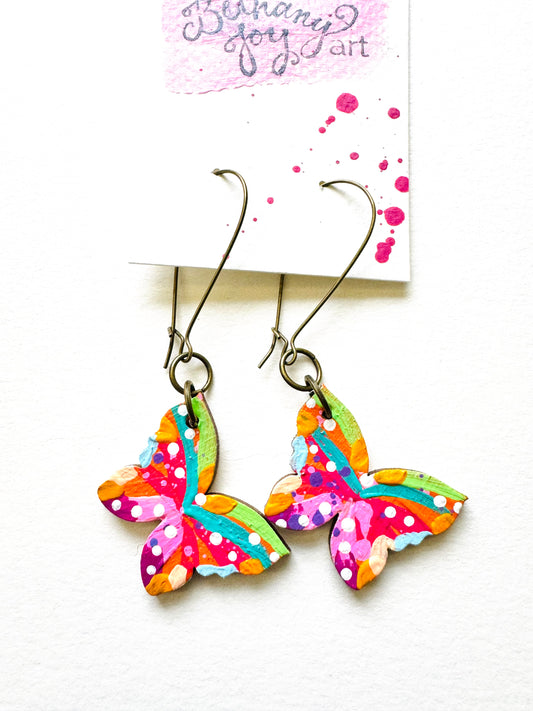Colorful, Hand Painted Butterfly Earrings 15