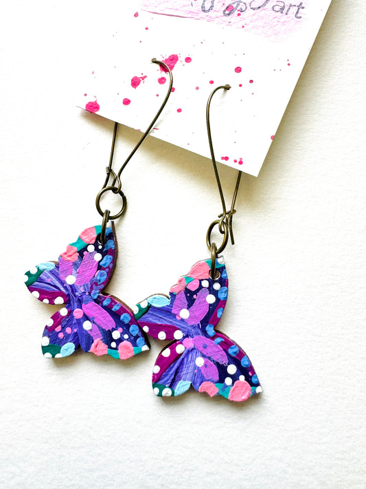 Colorful, Hand Painted Butterfly Earrings 6