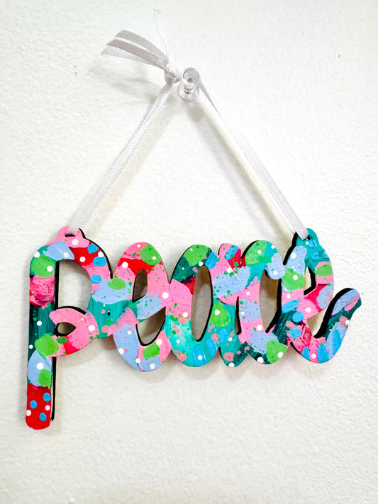 Hand Painted Peace Christmas Ornament 14