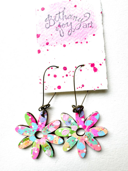 Colorful, Hand Painted Flower Earrings 60