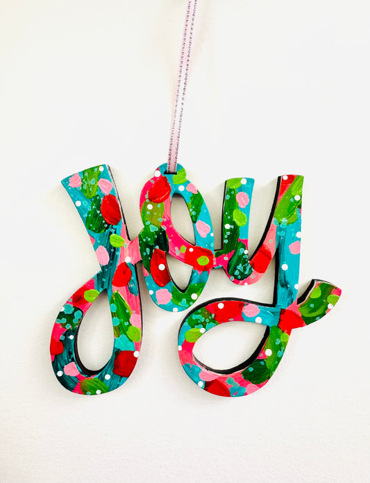 Hand Painted Joy Christmas Ornament 17