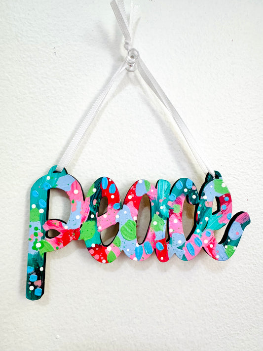 Hand Painted Peace Christmas Ornament 18