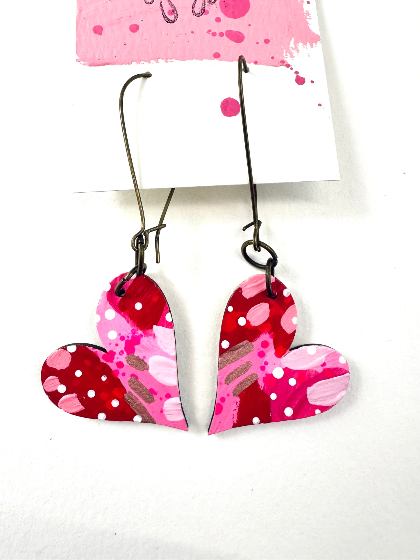 Colorful, Hand Painted, Valentine Heart Shaped Earrings 15