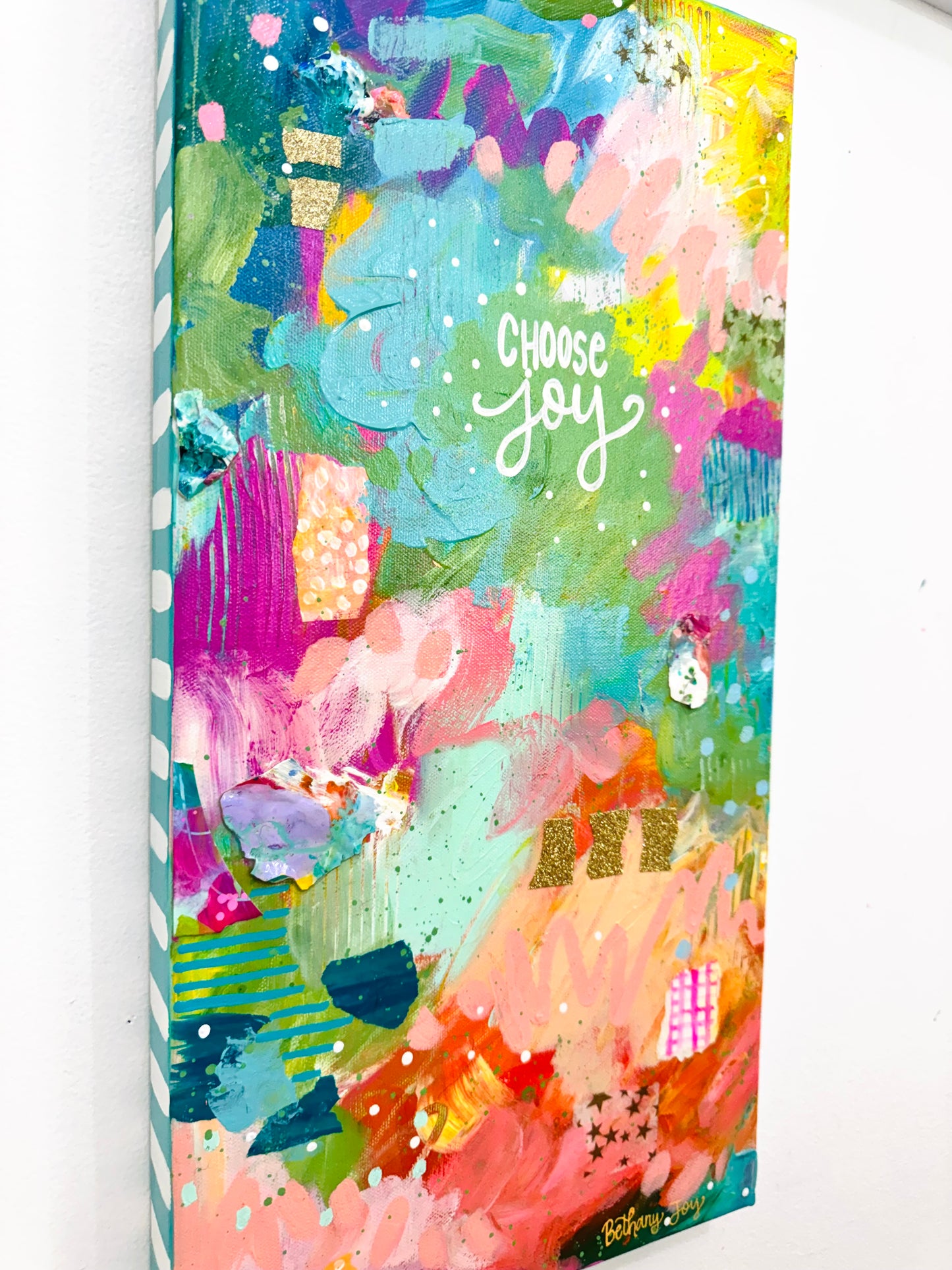 "Choose Joy Abstract Collage" Original Painting #28 of 52 Weeks of Colorful Joy 2026