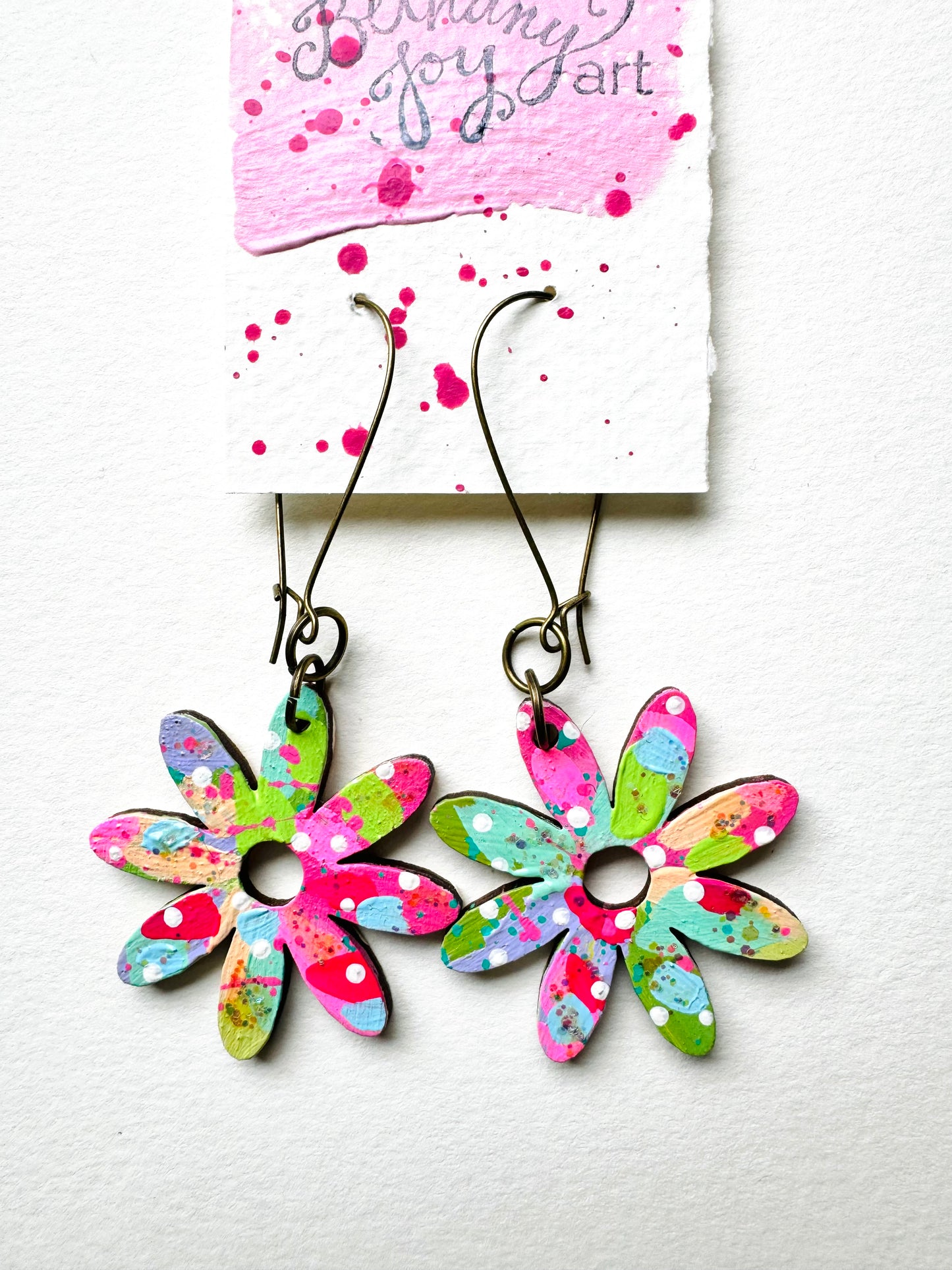 Colorful, Hand Painted Flower Earrings 46