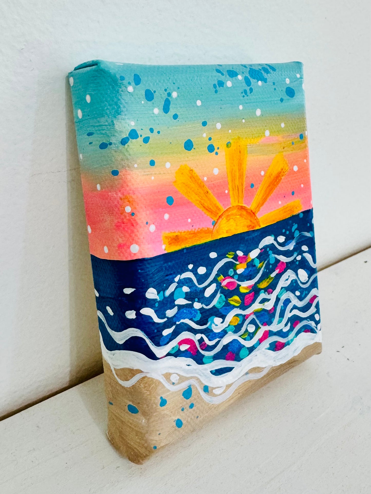 "Golden Hour Glow" Original Beach Painting on 3x4 inch mini canvas
