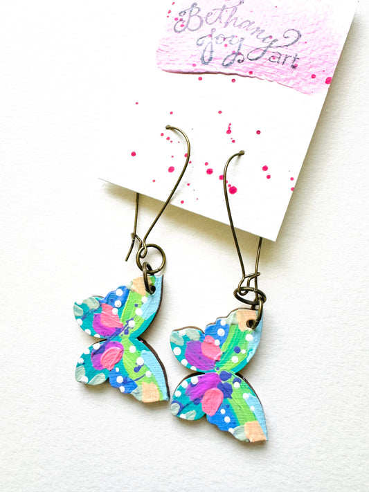 Colorful, Hand Painted Butterfly Earrings 3