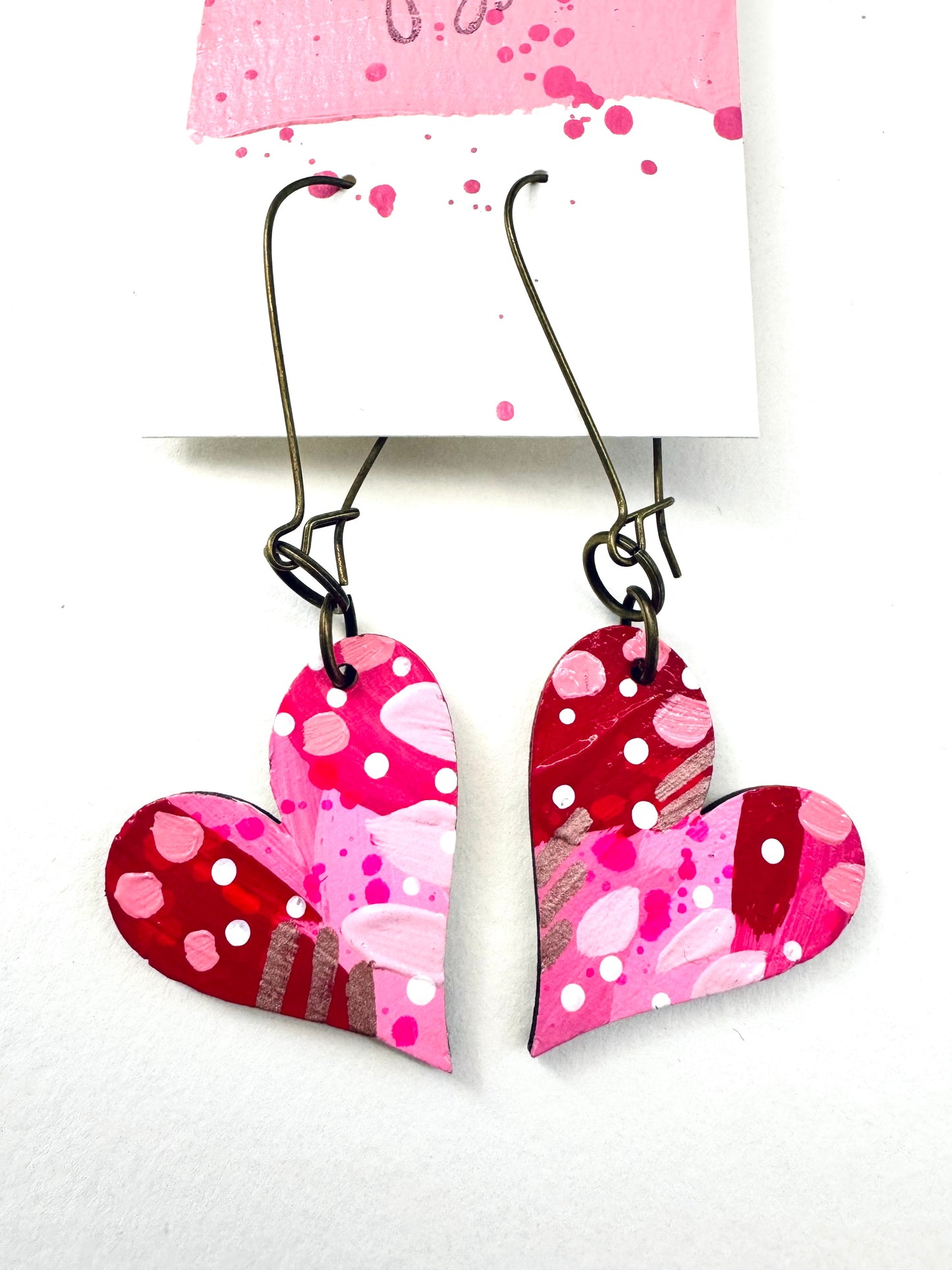 Colorful, Hand Painted, Valentine Heart Shaped Earrings 10