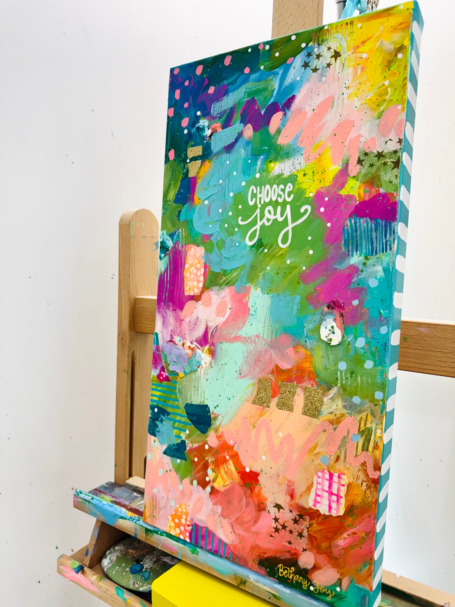 "Choose Joy Abstract Collage" Original Painting #28 of 52 Weeks of Colorful Joy 2026