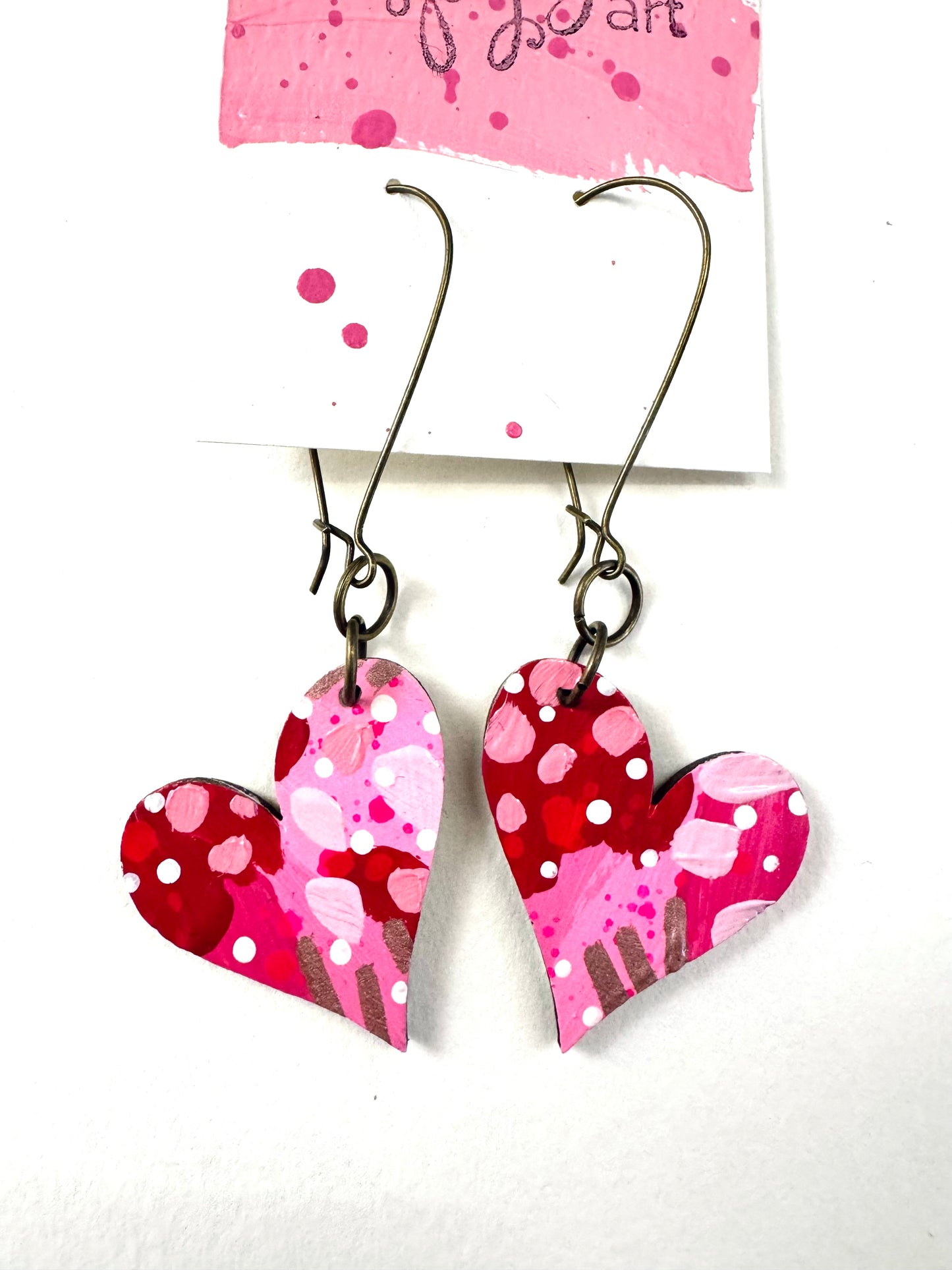 Colorful, Hand Painted, Valentine Heart Shaped Earrings 18