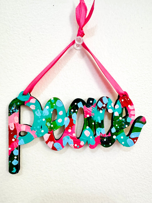 Hand Painted Peace Christmas Ornament 4