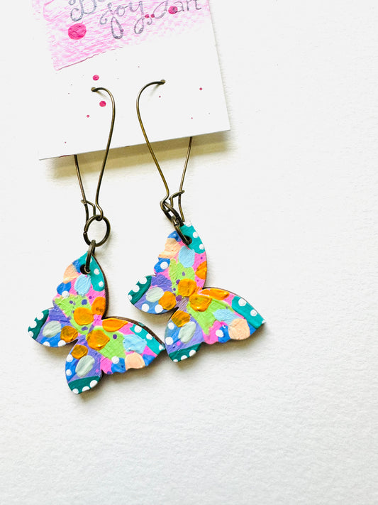 Colorful, Hand Painted Butterfly Earrings 25