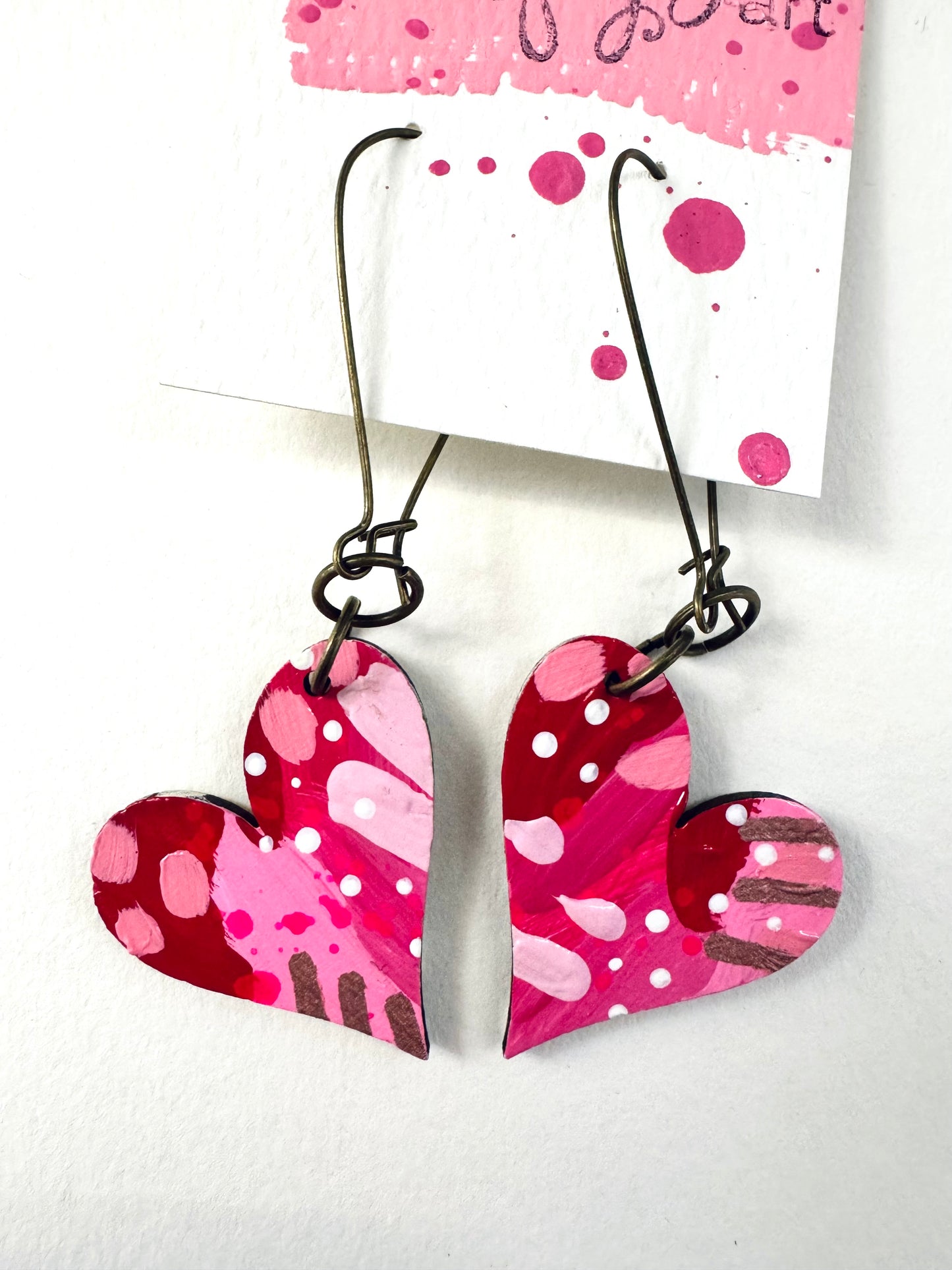 Colorful, Hand Painted, Valentine Heart Shaped Earrings 12