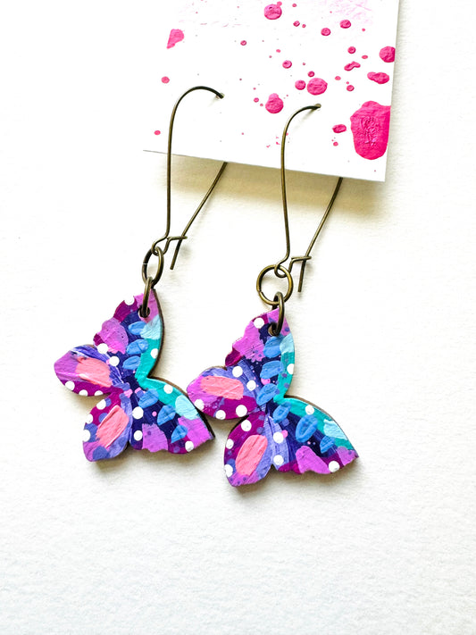 Colorful, Hand Painted Butterfly Earrings 10