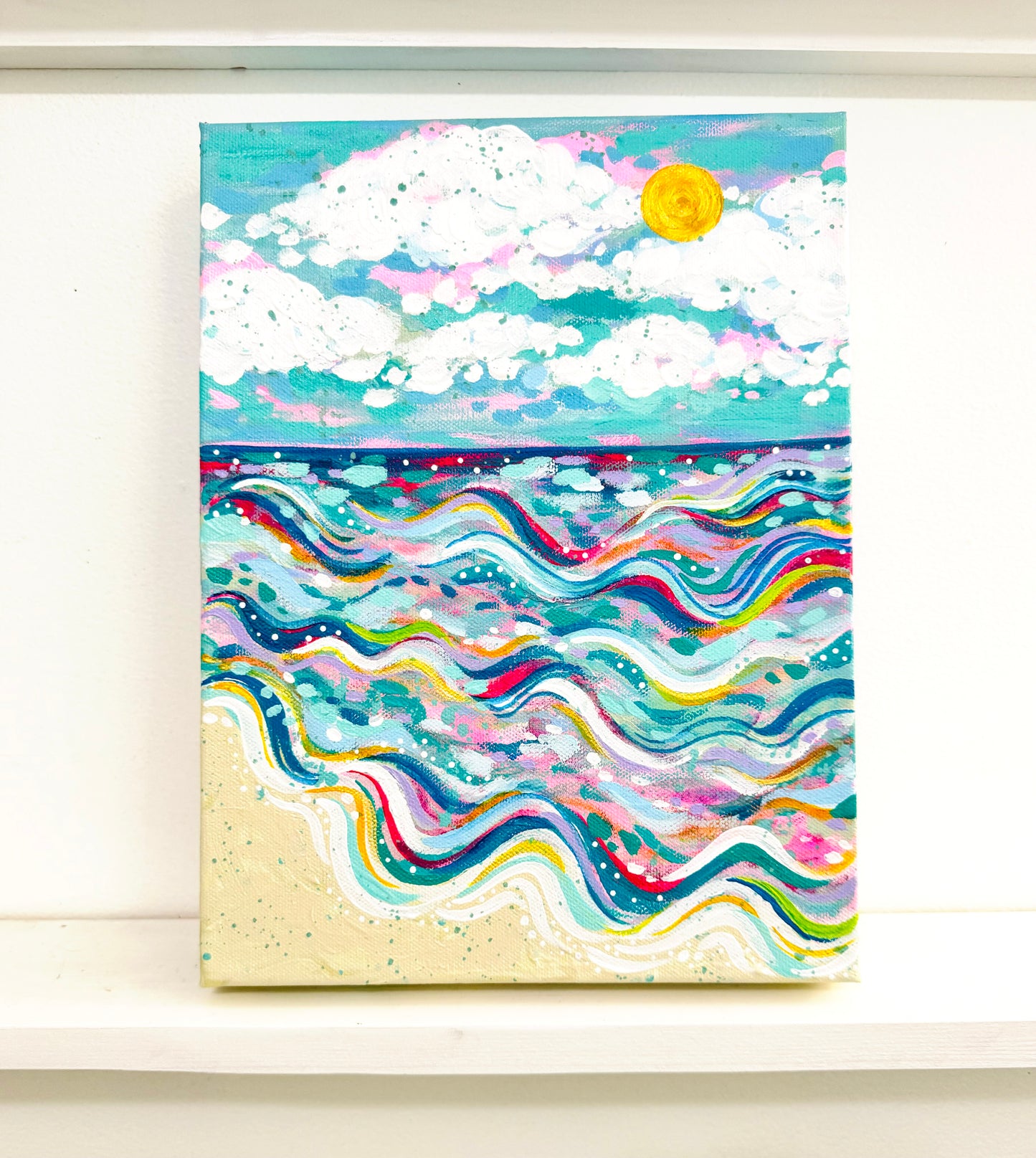 "Waving Colors" 9x12 inch original Beach Inspired Painting