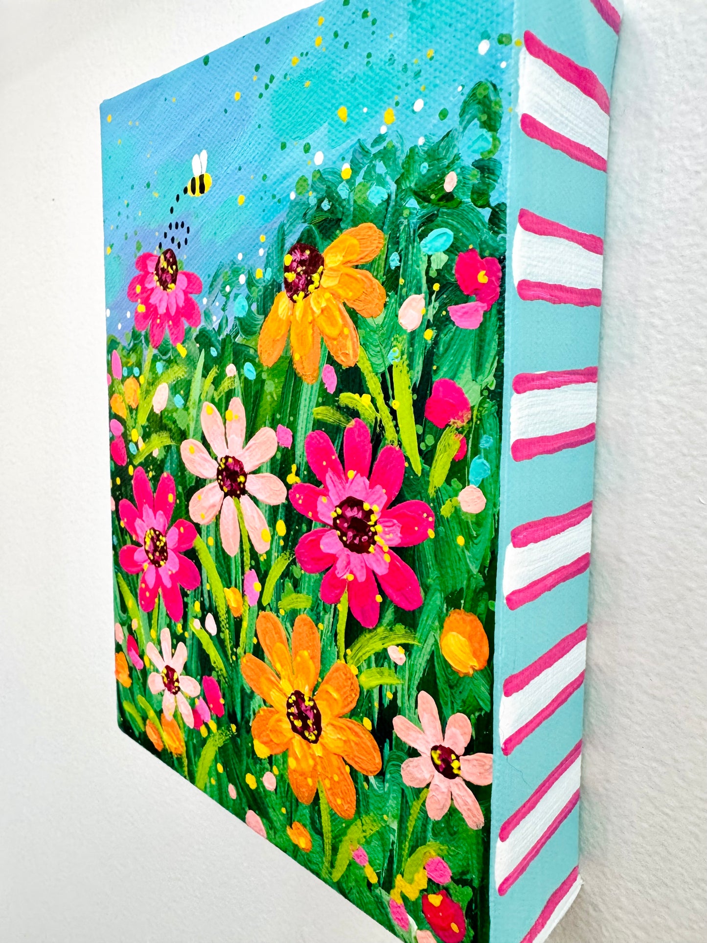 "Buzzing Through the Blooms" Original Painting #11 of 52 Weeks of Colorful Joy 2026