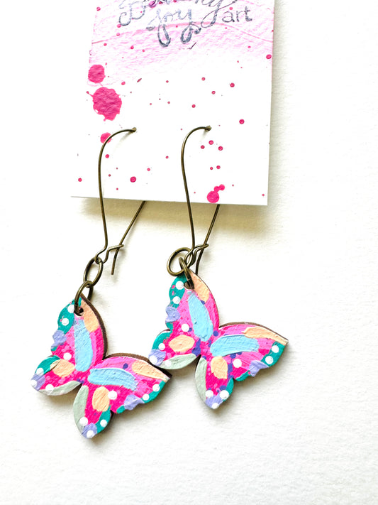 Colorful, Hand Painted Butterfly Earrings 23