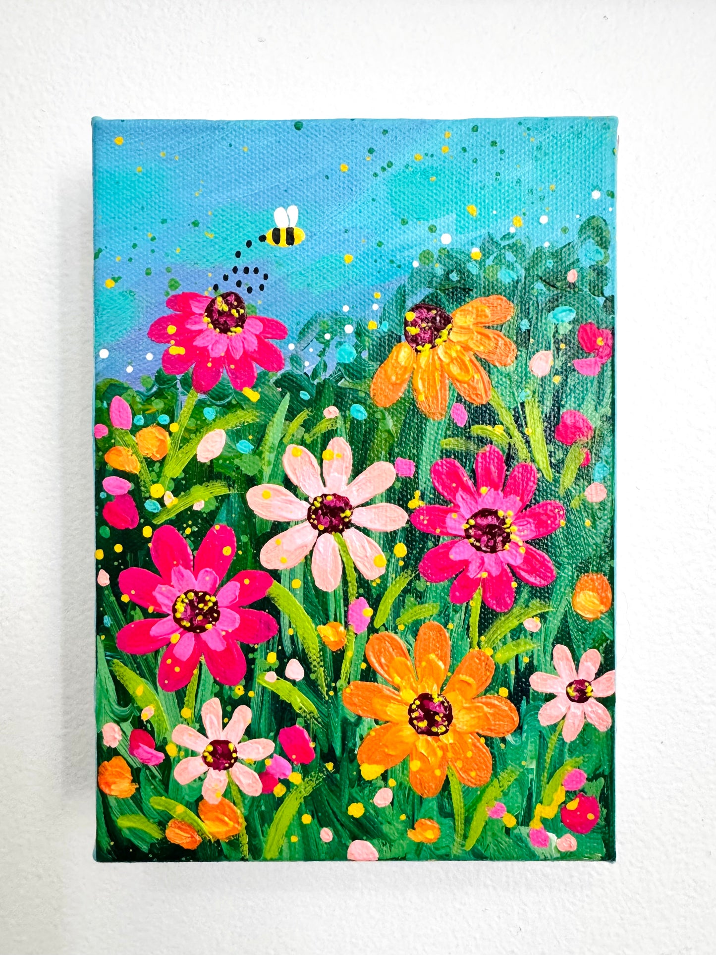 "Buzzing Through the Blooms" Original Painting #11 of 52 Weeks of Colorful Joy 2026