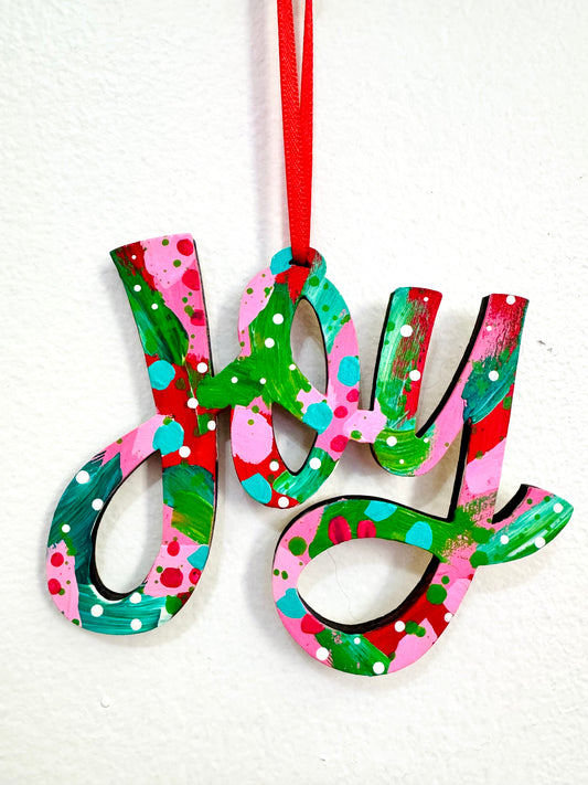 Hand Painted Joy Christmas Ornament 14