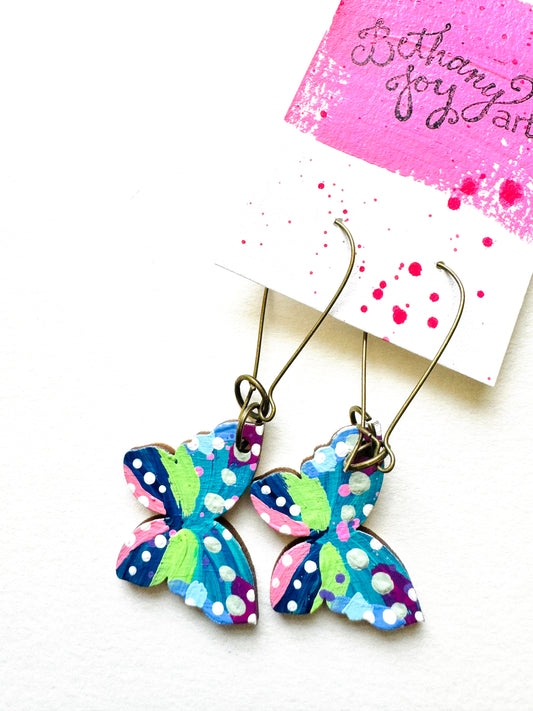 Colorful, Hand Painted Butterfly Earrings 7