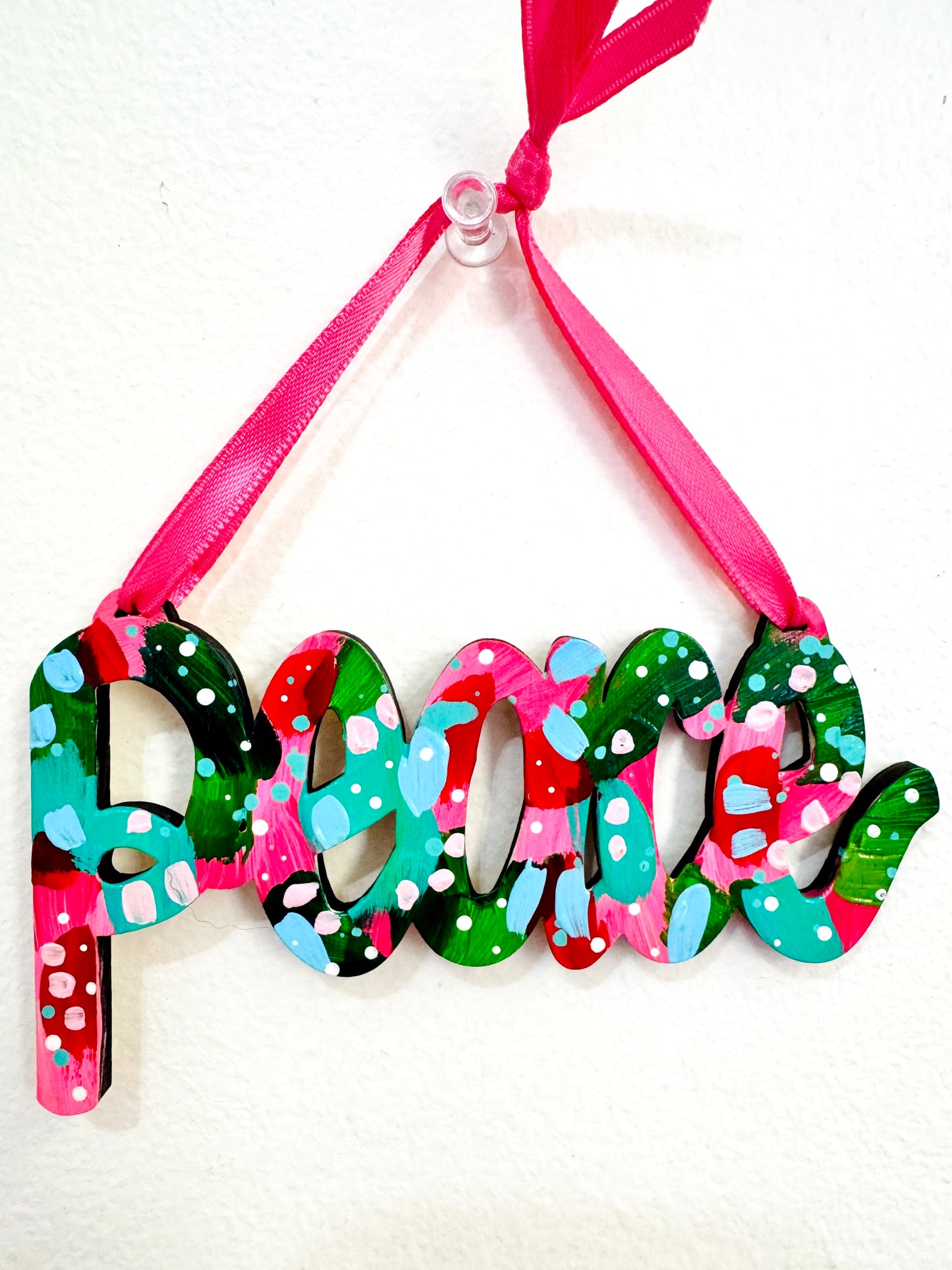 Hand Painted Peace Christmas Ornament 8