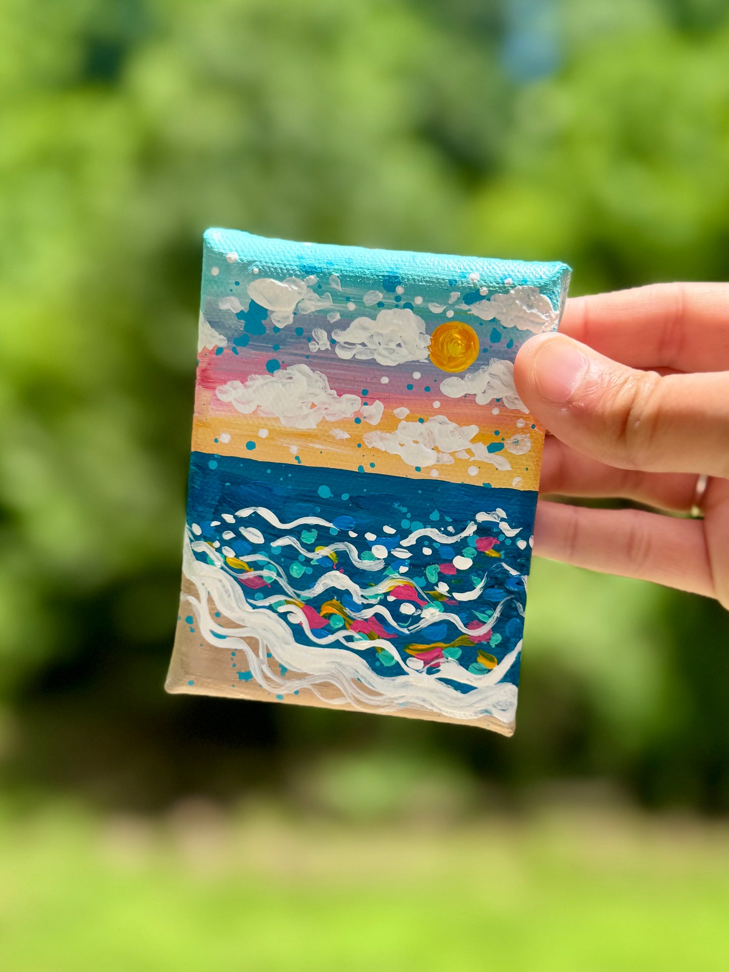 "Painted by the Tide" Original Beach Painting on 3x4 inch mini canvas