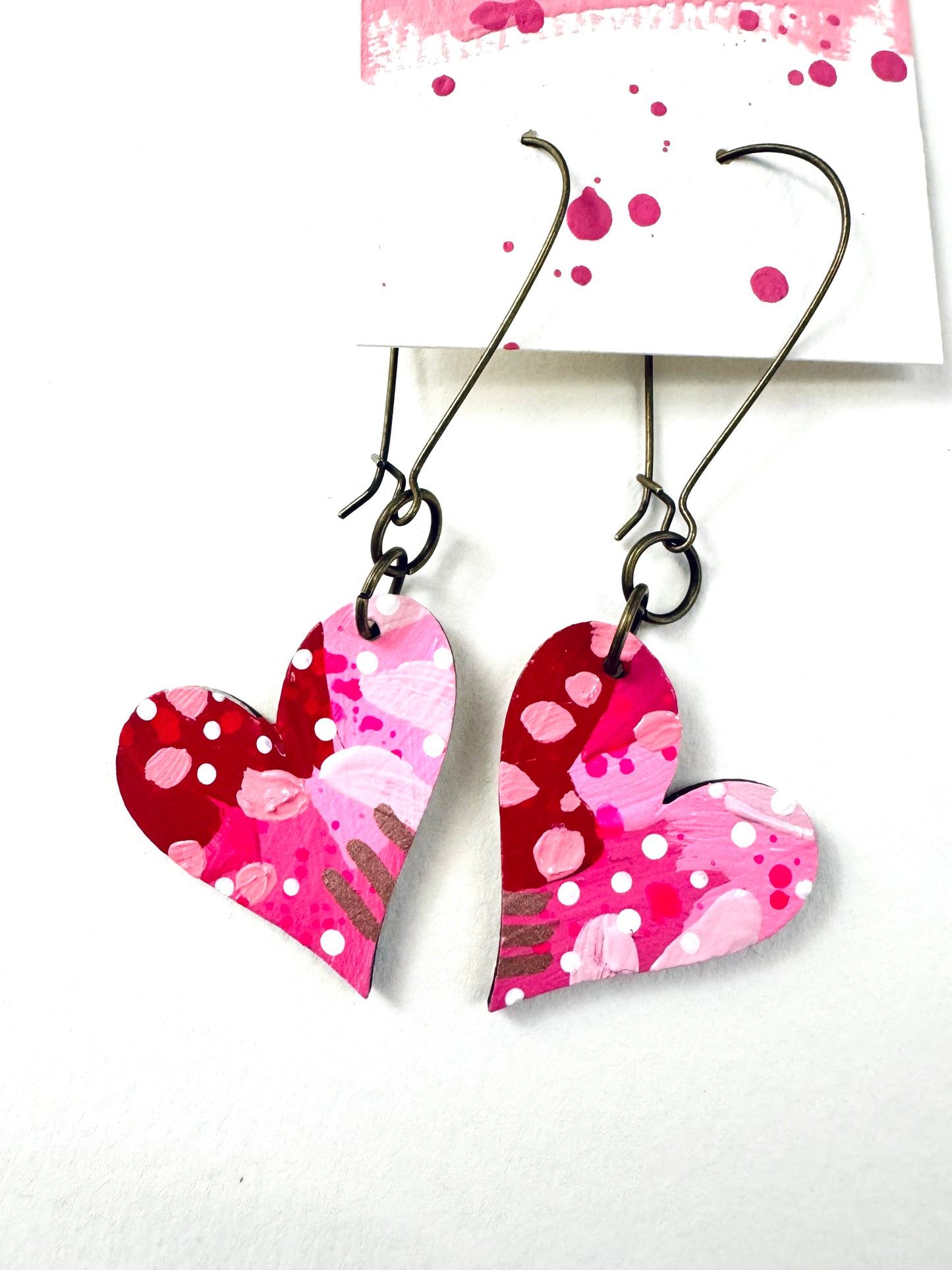 Colorful, Hand Painted, Valentine Heart Shaped Earrings 14