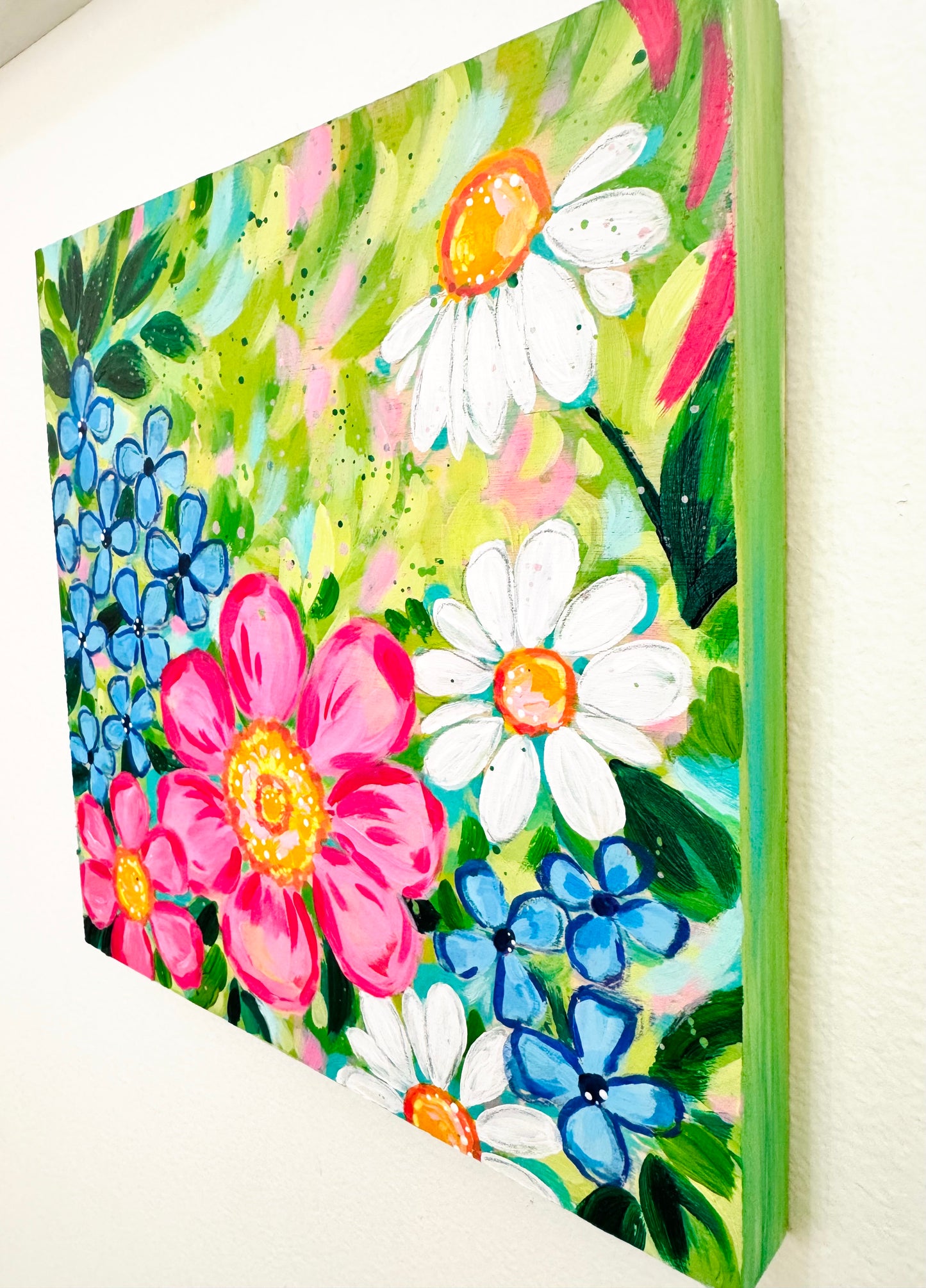 “A Walk in the Garden” 8x8 inch original floral painting on wood panel