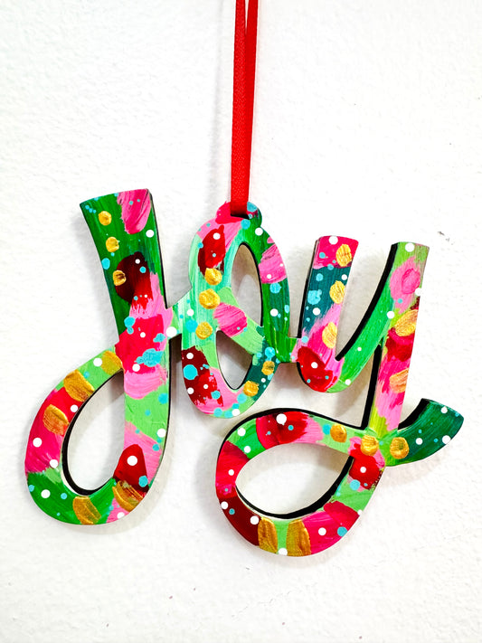 Hand Painted Joy Christmas Ornament 3