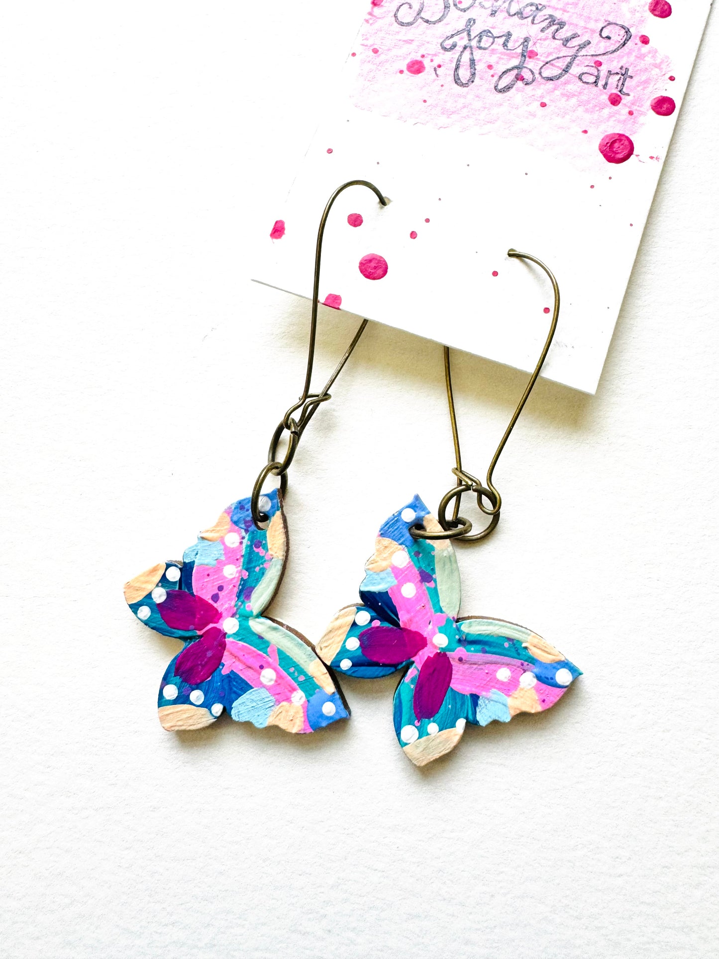 Colorful, Hand Painted Butterfly Earrings 4