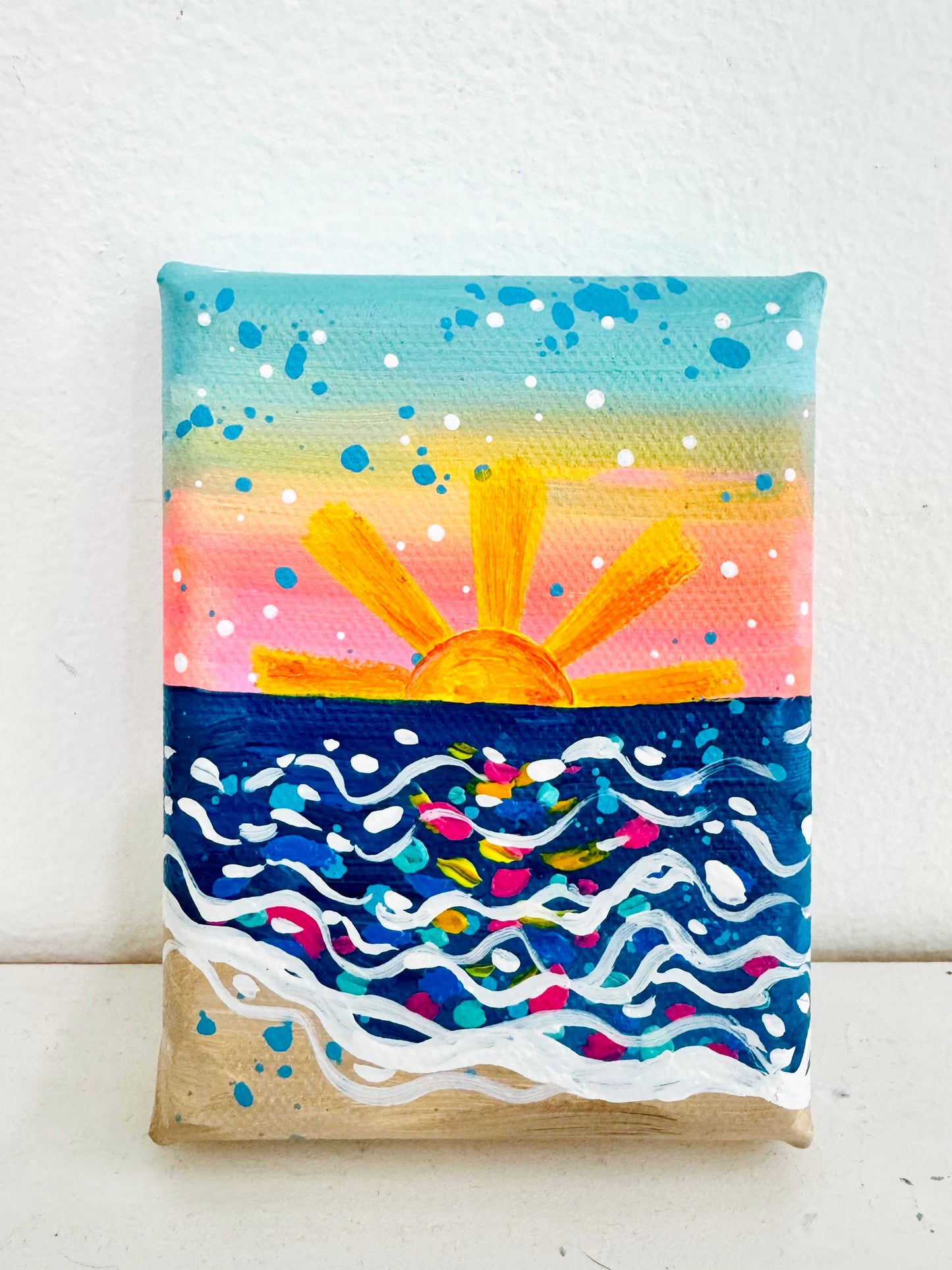 "Golden Hour Glow" Original Beach Painting on 3x4 inch mini canvas