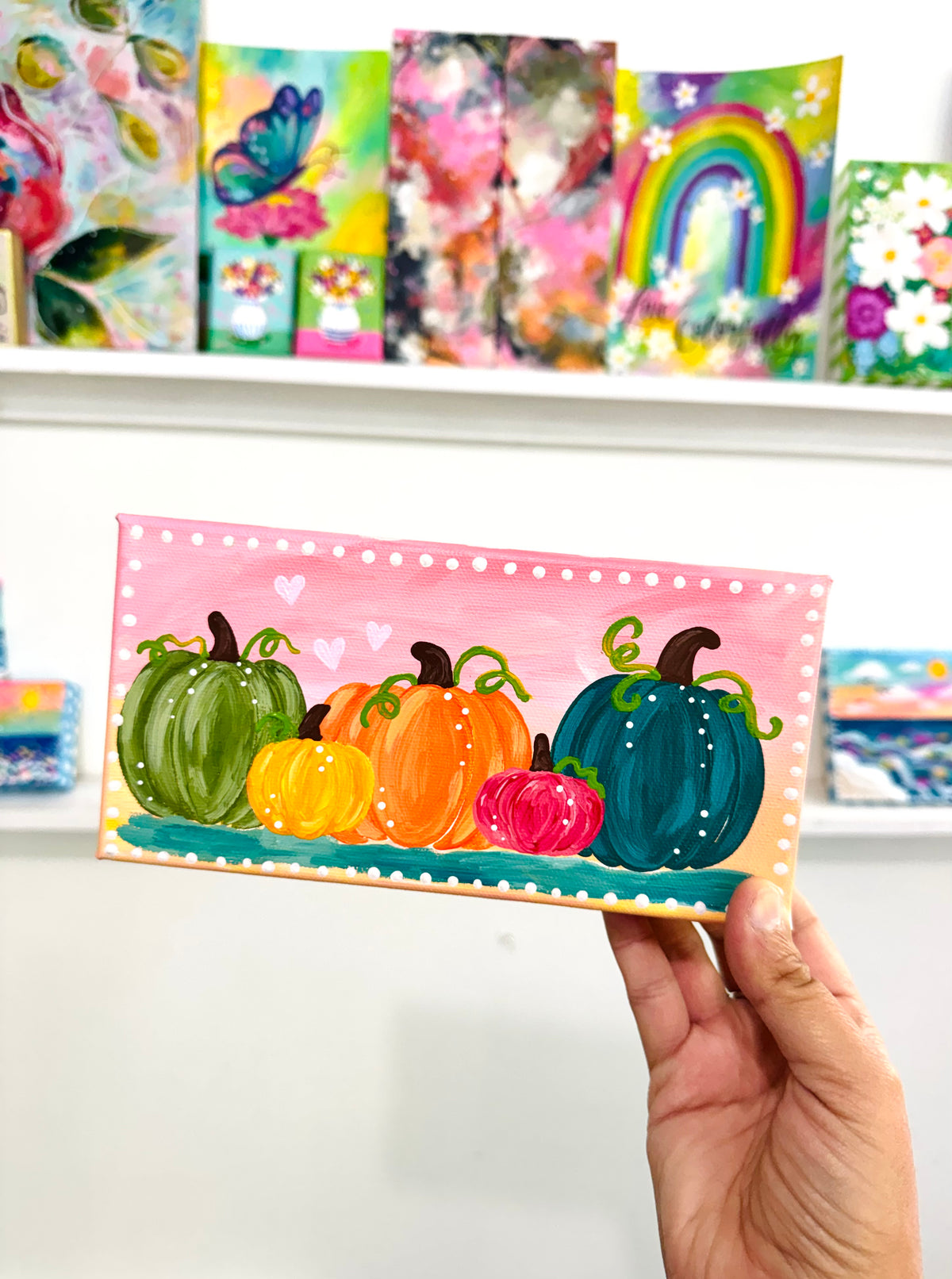 "Rainbow of Pumpkins" Original Painting #39 of 52 Weeks of Colorful Joy 2026