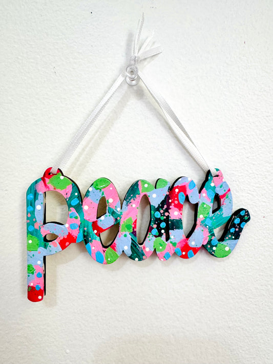 Hand Painted Peace Christmas Ornament 17