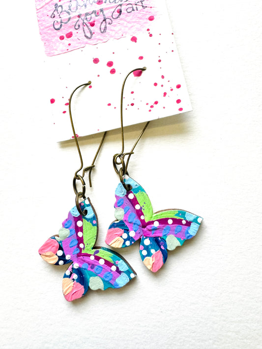 Colorful, Hand Painted Butterfly Earrings 17