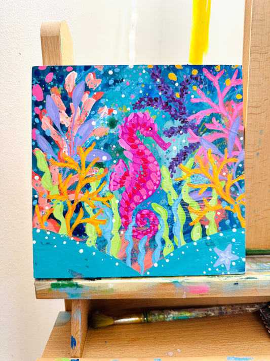 "Ocean Dreams" Original Ocean Painting on 8x8 inch wood panel