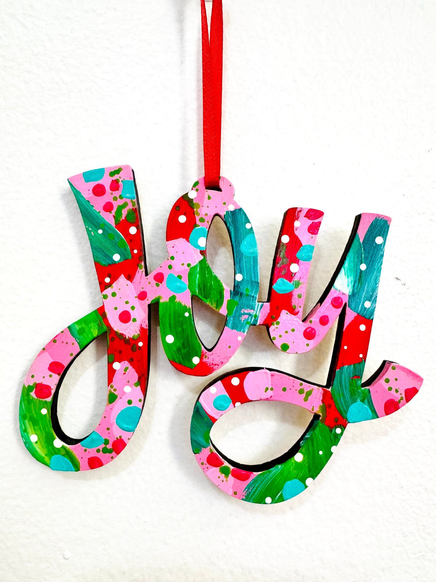 Hand Painted Joy Christmas Ornament 16