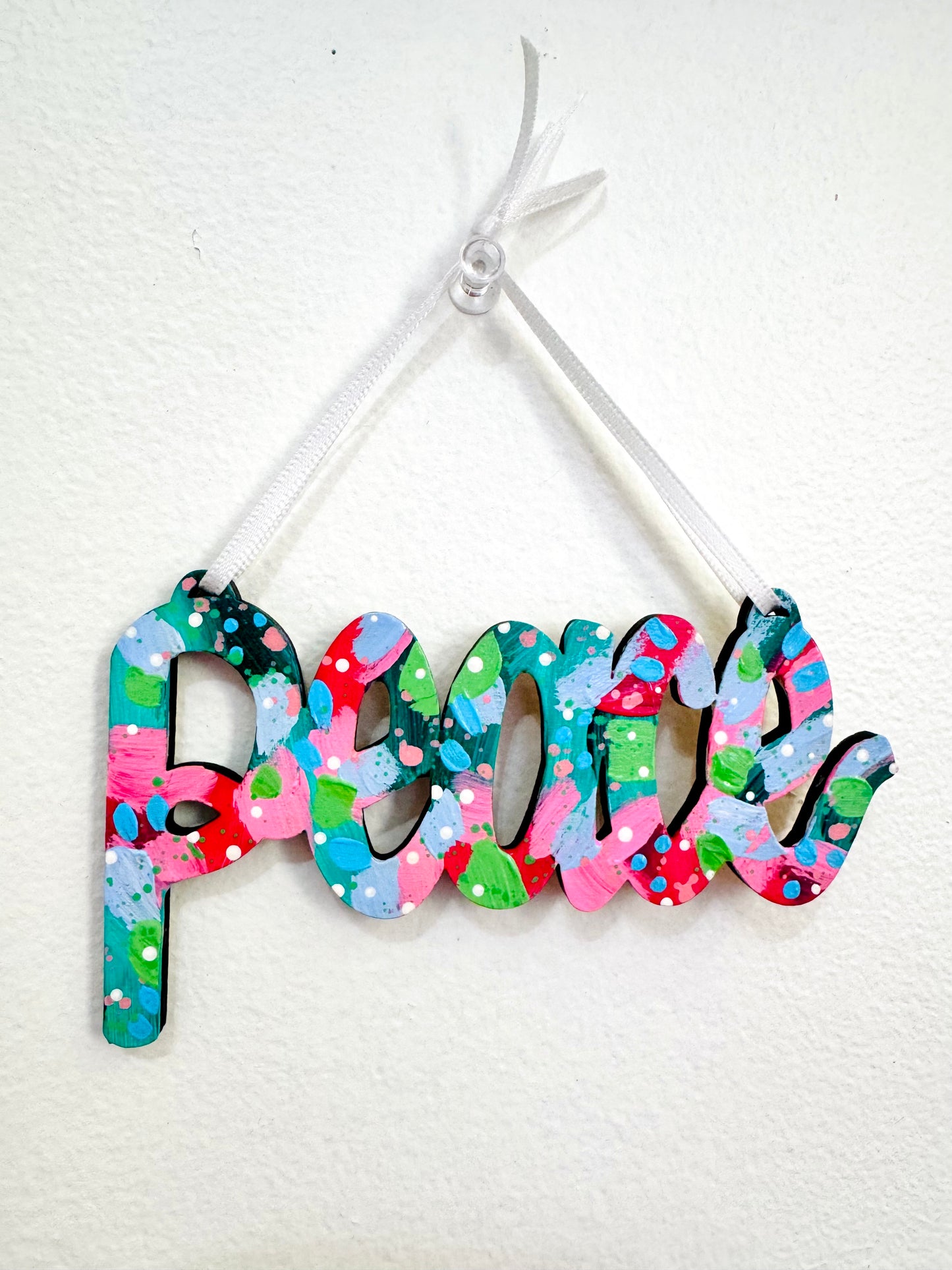 Hand Painted Peace Christmas Ornament 19