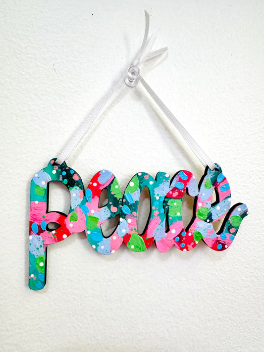 Hand Painted Peace Christmas Ornament 19