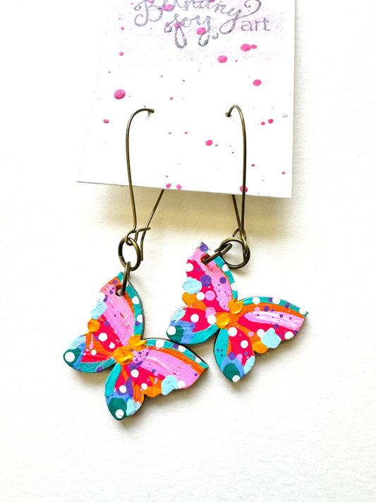 Colorful, Hand Painted Butterfly Earrings 14