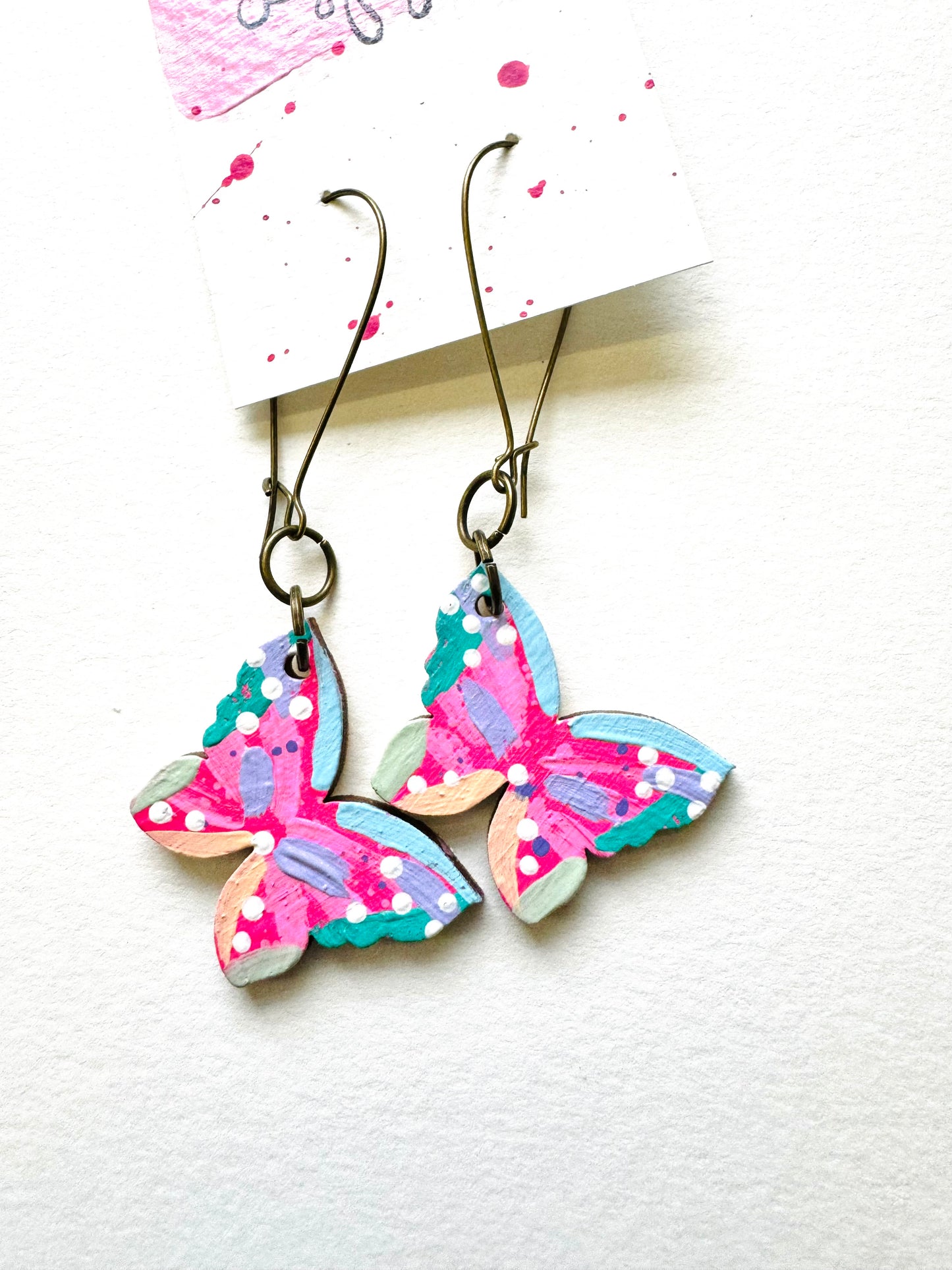 Colorful, Hand Painted Butterfly Earrings 18