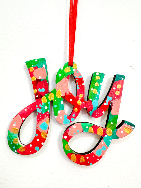 Hand Painted Joy Christmas Ornament 5