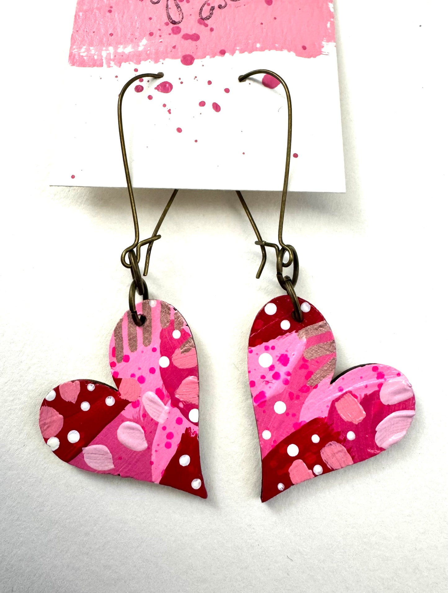 Colorful, Hand Painted, Valentine Heart Shaped Earrings 9