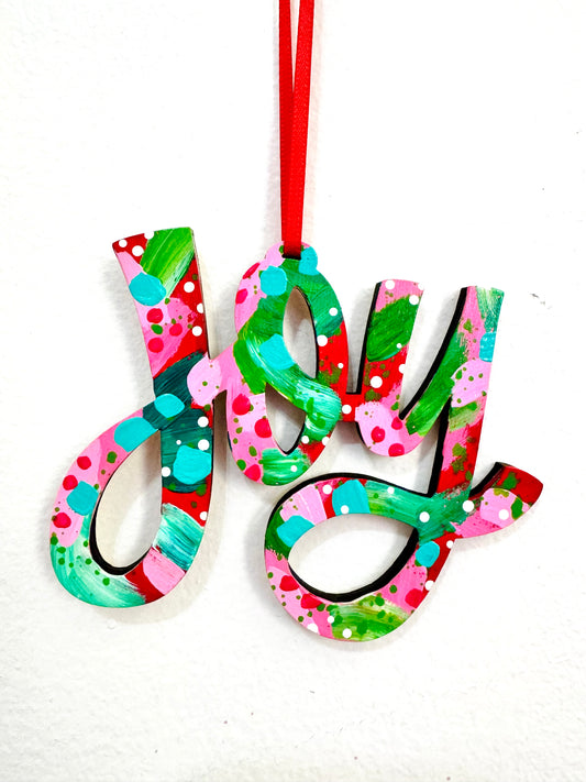 Hand Painted Joy Christmas Ornament 1
