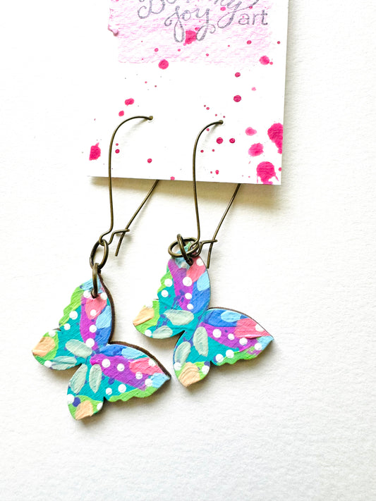 Colorful, Hand Painted Butterfly Earrings 27