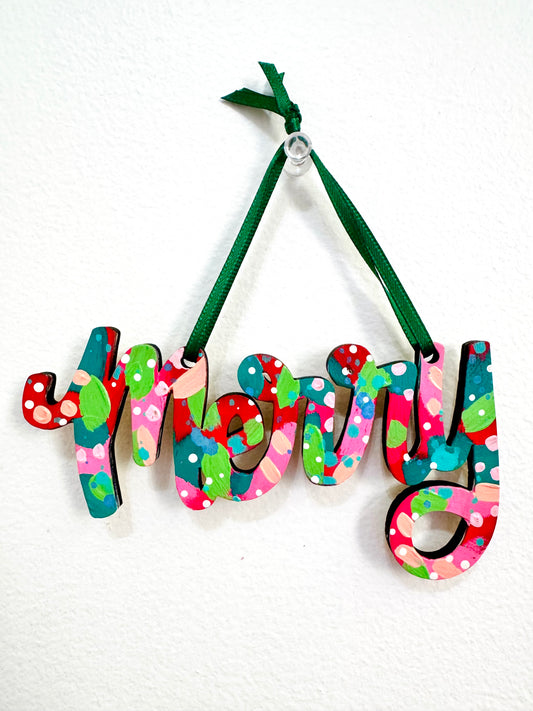 Hand Painted Merry Christmas Ornament 7