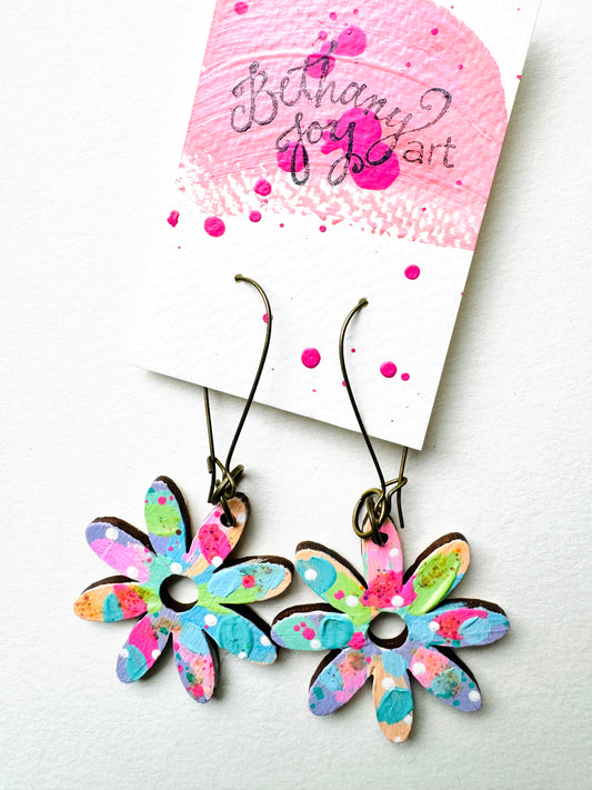 Colorful, Hand Painted Flower Earrings 63