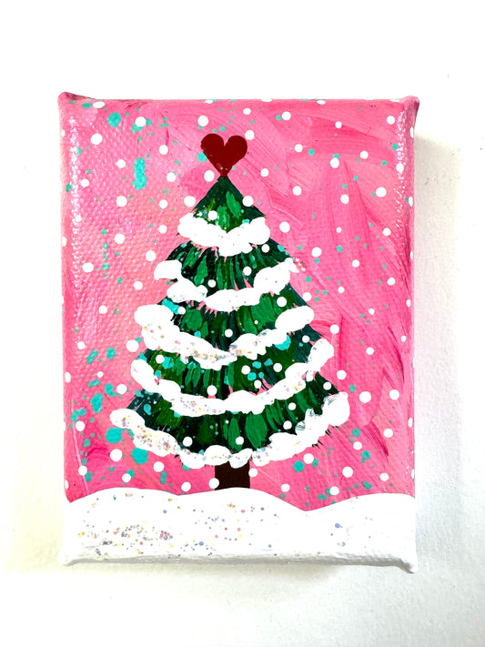 Pink Christmas Tree Mini Canvas 5