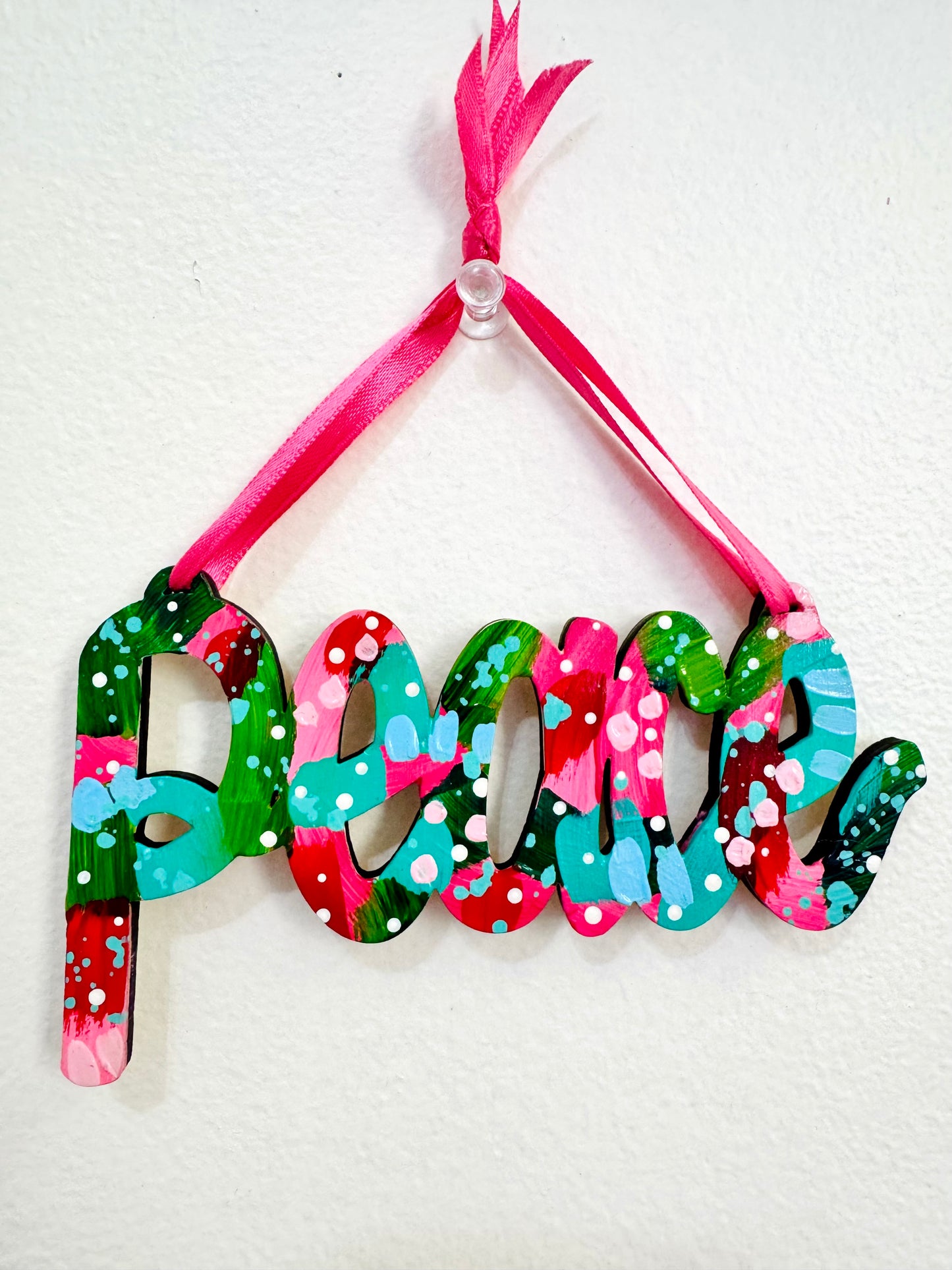 Hand Painted Peace Christmas Ornament 1