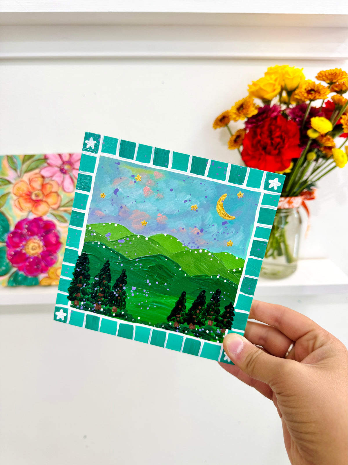 "Moonlight Mountains" Original Painting #41 of 52 Weeks of Colorful Joy 2026