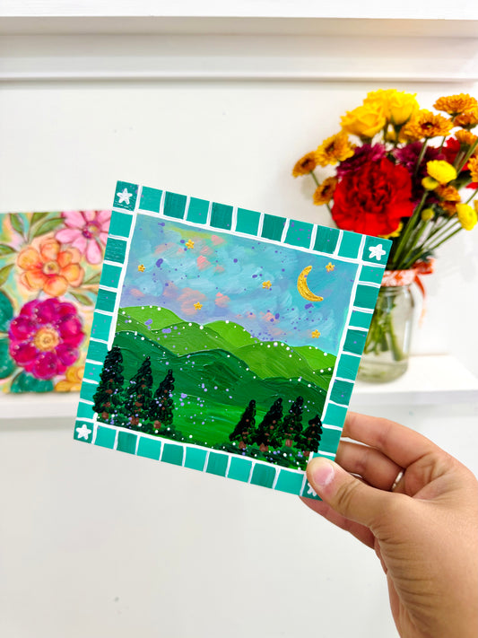 "Moonlight Mountains" Original Painting #41 of 52 Weeks of Colorful Joy 2026